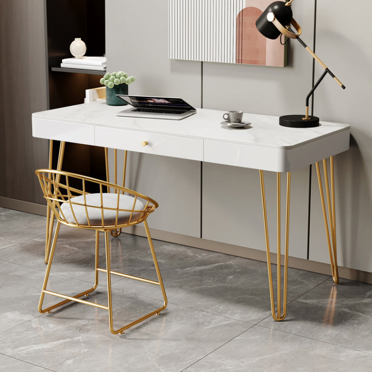 Glam 1-drawer Office Desk Sintered Stone Writing Desk for Home Clearhalo 'furn' 'furn_office_desk' 'Furniture' 'furniture_office_desk' 'Office Desks' 'Office Furniture' 'office_desk' 4983675