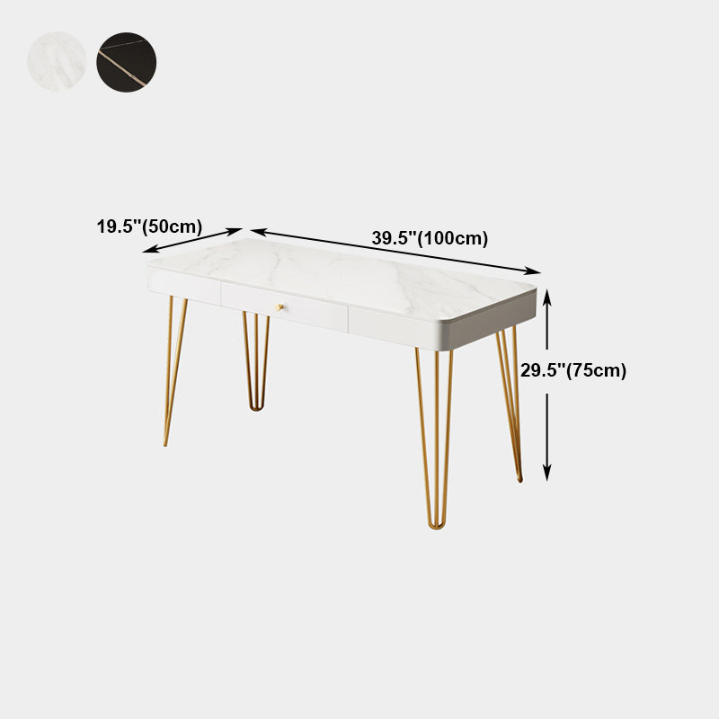 Glam 1-drawer Office Desk Sintered Stone Writing Desk for Home Clearhalo 'furn' 'furn_office_desk' 'Furniture' 'furniture_office_desk' 'Office Desks' 'Office Furniture' 'office_desk' 4983676