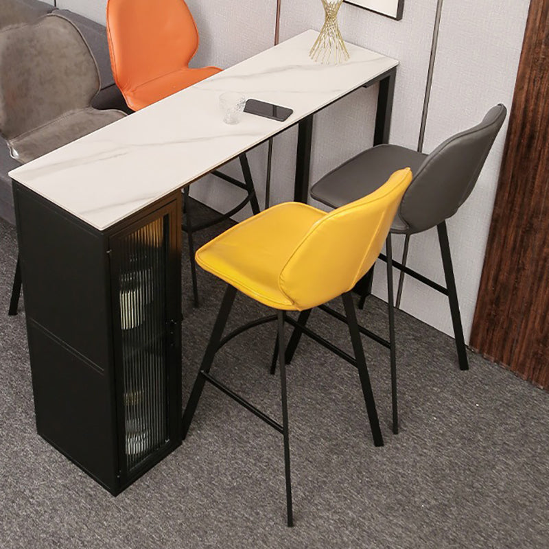 Modern Stone Pub Bar Table Indoor Event and Cocktail Table with Storage 70.9"L x 15.7"W x 41.3"H White Without Chairs Clearhalo 'Bar Furniture' 'Bar Tables' 'bar_tables' 'furn' 'furn_bar_tables' 'Furniture' 'furniture_bar_tables' 'Kitchen & Dining Furniture' 4983685