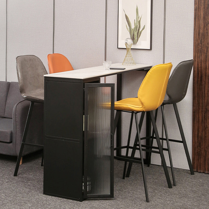 Modern Stone Pub Bar Table Indoor Event and Cocktail Table with Storage Clearhalo 'Bar Furniture' 'Bar Tables' 'bar_tables' 'furn' 'furn_bar_tables' 'Furniture' 'furniture_bar_tables' 'Kitchen & Dining Furniture' 4983691