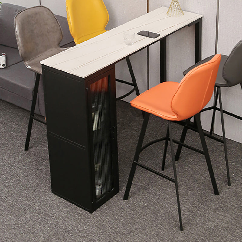Modern Stone Pub Bar Table Indoor Event and Cocktail Table with Storage Clearhalo 'Bar Furniture' 'Bar Tables' 'bar_tables' 'furn' 'furn_bar_tables' 'Furniture' 'furniture_bar_tables' 'Kitchen & Dining Furniture' 4983695