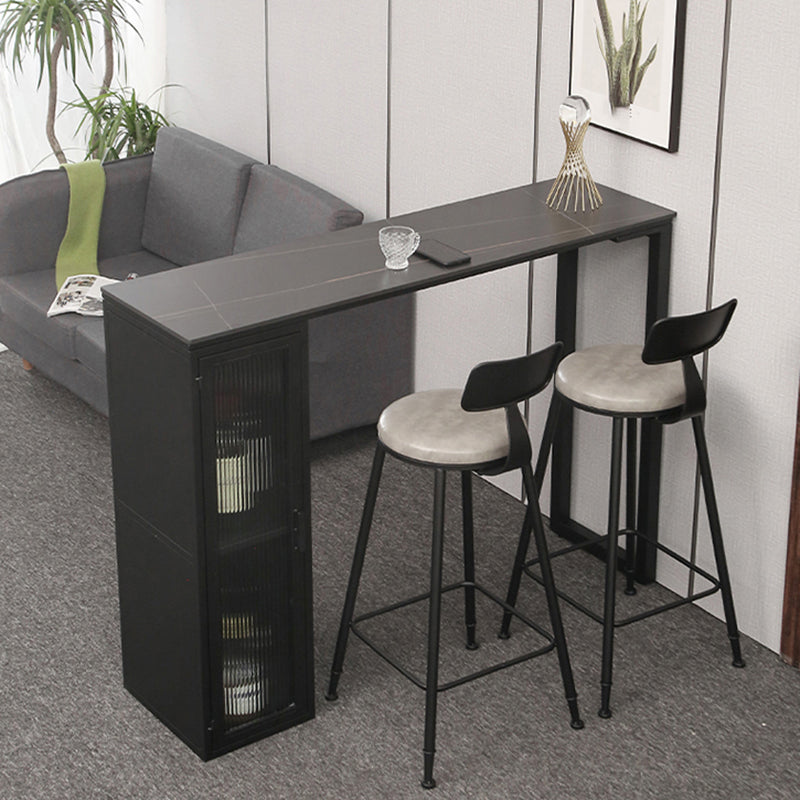Modern Stone Pub Bar Table Indoor Event and Cocktail Table with Storage Clearhalo 'Bar Furniture' 'Bar Tables' 'bar_tables' 'furn' 'furn_bar_tables' 'Furniture' 'furniture_bar_tables' 'Kitchen & Dining Furniture' 4983697