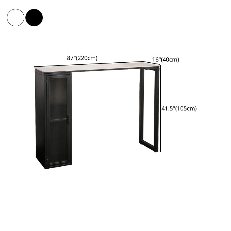 Modern Stone Pub Bar Table Indoor Event and Cocktail Table with Storage Clearhalo 'Bar Furniture' 'Bar Tables' 'bar_tables' 'furn' 'furn_bar_tables' 'Furniture' 'furniture_bar_tables' 'Kitchen & Dining Furniture' 4983700