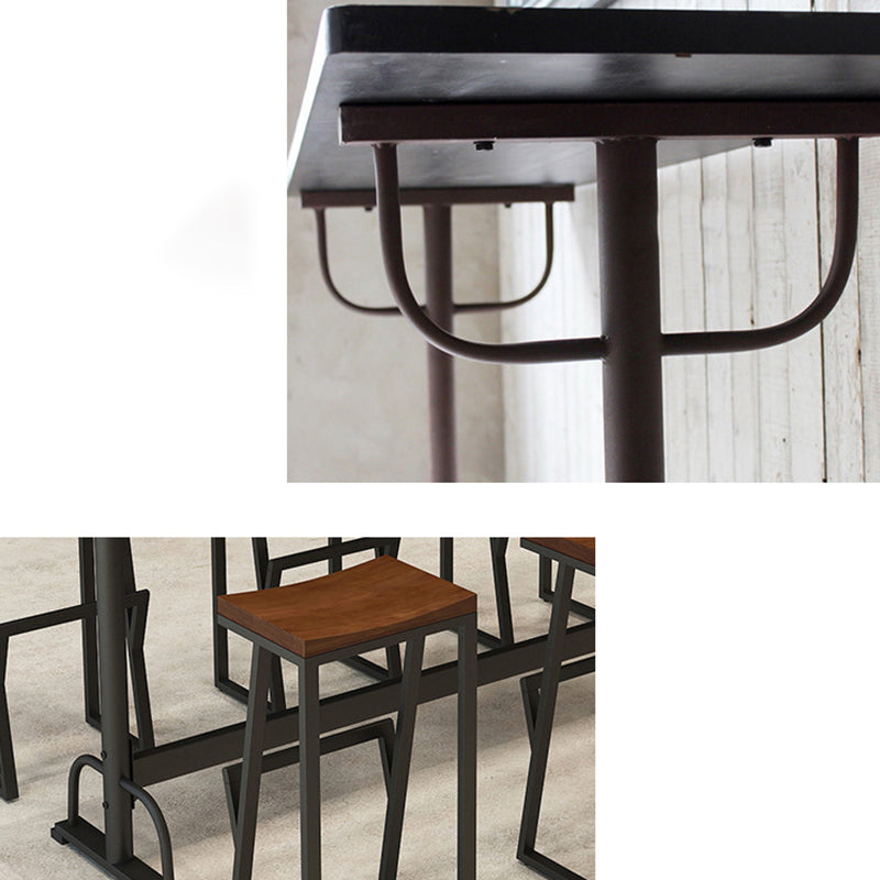 Pine Wood Bar Table Rectangle Industrial Bar Dining Table with Trestle Base in Black Clearhalo 'Bar Furniture' 'Bar Tables' 'bar_tables' 'furn' 'furn_bar_tables' 'Furniture' 'furniture_bar_tables' 'Kitchen & Dining Furniture' 4983708
