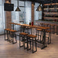 Pine Wood Bar Table Rectangle Industrial Bar Dining Table with Trestle Base in Black Clearhalo 'Bar Furniture' 'Bar Tables' 'bar_tables' 'furn' 'furn_bar_tables' 'Furniture' 'furniture_bar_tables' 'Kitchen & Dining Furniture' 4983709