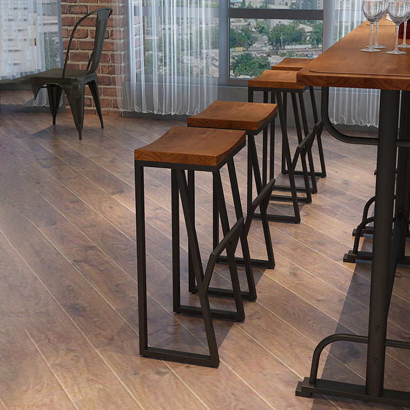 Pine Wood Bar Table Rectangle Industrial Bar Dining Table with Trestle Base in Black Clearhalo 'Bar Furniture' 'Bar Tables' 'bar_tables' 'furn' 'furn_bar_tables' 'Furniture' 'furniture_bar_tables' 'Kitchen & Dining Furniture' 4983711