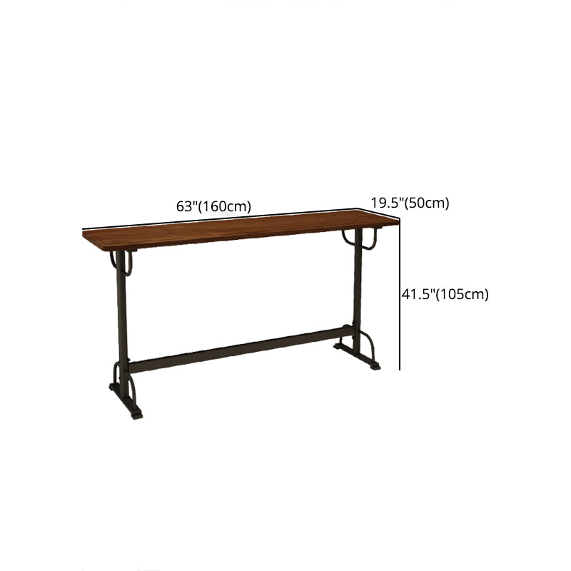 Pine Wood Bar Table Rectangle Industrial Bar Dining Table with Trestle Base in Black Clearhalo 'Bar Furniture' 'Bar Tables' 'bar_tables' 'furn' 'furn_bar_tables' 'Furniture' 'furniture_bar_tables' 'Kitchen & Dining Furniture' 4983715