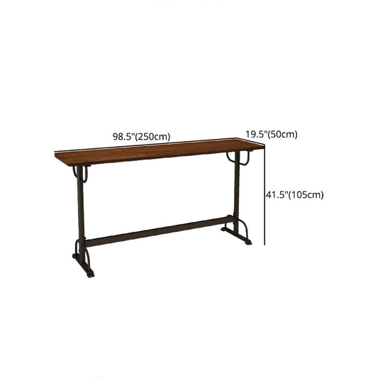 Pine Wood Bar Table Rectangle Industrial Bar Dining Table with Trestle Base in Black Clearhalo 'Bar Furniture' 'Bar Tables' 'bar_tables' 'furn' 'furn_bar_tables' 'Furniture' 'furniture_bar_tables' 'Kitchen & Dining Furniture' 4983719