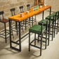 Industrial Bar Table Solid Wood Bar Dining Table with Trestle Base 70.9"L x 15.7"W x 41.3"H Without Chairs Clearhalo 'Bar Furniture' 'Bar Tables' 'bar_tables' 'furn' 'furn_bar_tables' 'Furniture' 'furniture_bar_tables' 'Kitchen & Dining Furniture' 4983757