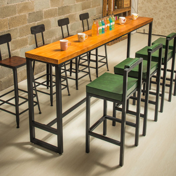 Industrial Bar Table Solid Wood Bar Dining Table with Trestle Base 70.9"L x 15.7"W x 41.3"H Without Chairs Clearhalo 'Bar Furniture' 'Bar Tables' 'bar_tables' 'furn' 'furn_bar_tables' 'Furniture' 'furniture_bar_tables' 'Kitchen & Dining Furniture' 4983757