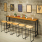 Industrial Bar Table Solid Wood Bar Dining Table with Trestle Base 98.4"L x 15.7"W x 41.3"H Without Chairs Clearhalo 'Bar Furniture' 'Bar Tables' 'bar_tables' 'furn' 'furn_bar_tables' 'Furniture' 'furniture_bar_tables' 'Kitchen & Dining Furniture' 4983759