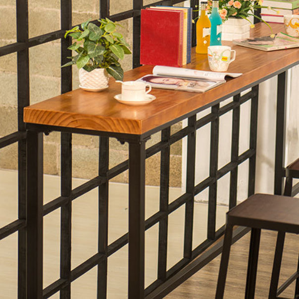 Industrial Bar Table Solid Wood Bar Dining Table with Trestle Base Clearhalo 'Bar Furniture' 'Bar Tables' 'bar_tables' 'furn' 'furn_bar_tables' 'Furniture' 'furniture_bar_tables' 'Kitchen & Dining Furniture' 4983764