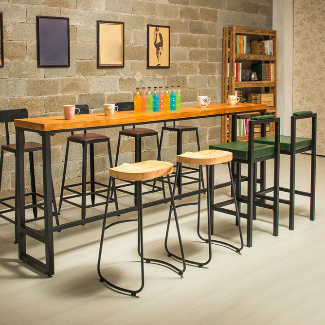 Industrial Bar Table Solid Wood Bar Dining Table with Trestle Base Clearhalo 'Bar Furniture' 'Bar Tables' 'bar_tables' 'furn' 'furn_bar_tables' 'Furniture' 'furniture_bar_tables' 'Kitchen & Dining Furniture' 4983767