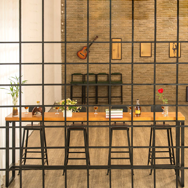 Industrial Bar Table Solid Wood Bar Dining Table with Trestle Base Clearhalo 'Bar Furniture' 'Bar Tables' 'bar_tables' 'furn' 'furn_bar_tables' 'Furniture' 'furniture_bar_tables' 'Kitchen & Dining Furniture' 4983768