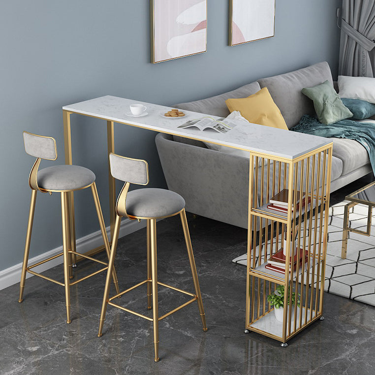 Glam Style Bar Table Artificial Marble Top Pub Table with Cabinet for Dining Room Clearhalo 'Bar Furniture' 'Bar Tables' 'bar_tables' 'Furniture' 'furniture_bar_tables' 'Kitchen & Dining Furniture' 4983779