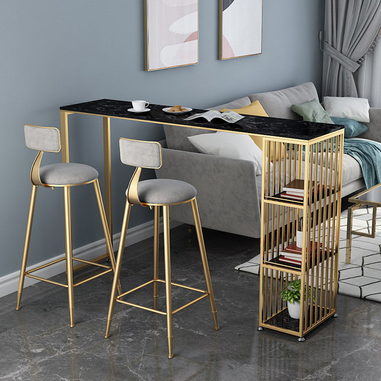 Glam Style Bar Table Artificial Marble Top Pub Table with Cabinet for Dining Room Clearhalo 'Bar Furniture' 'Bar Tables' 'bar_tables' 'Furniture' 'furniture_bar_tables' 'Kitchen & Dining Furniture' 4983780