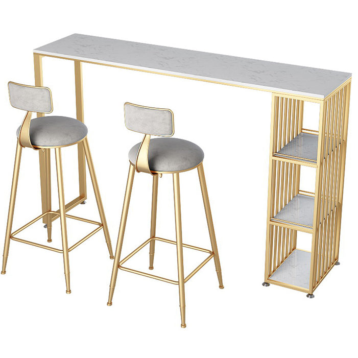 Glam Style Bar Table Artificial Marble Top Pub Table with Cabinet for Dining Room Clearhalo 'Bar Furniture' 'Bar Tables' 'bar_tables' 'Furniture' 'furniture_bar_tables' 'Kitchen & Dining Furniture' 4983785