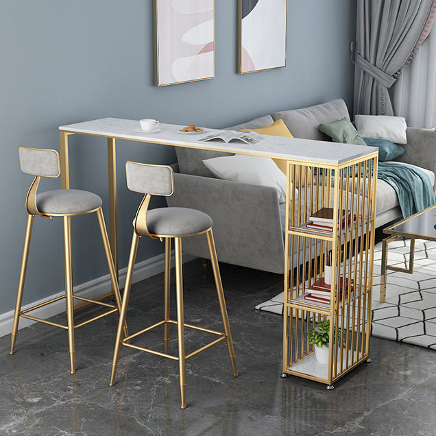Glam Style Bar Table Artificial Marble Top Pub Table with Cabinet for Dining Room Clearhalo 'Bar Furniture' 'Bar Tables' 'bar_tables' 'Furniture' 'furniture_bar_tables' 'Kitchen & Dining Furniture' 4983786