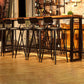 Natural Wood Top Bar Table Rectangle Industrial Footrest Indoor Bar Dining Table 86.6"L x 15.7"W x 41.3"H Without Chairs Clearhalo 'Bar Furniture' 'Bar Tables' 'bar_tables' 'furn' 'furn_bar_tables' 'Furniture' 'furniture_bar_tables' 'Kitchen & Dining Furniture' 4983799