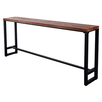 Natural Wood Top Bar Table Rectangle Industrial Footrest Indoor Bar Dining Table Without Chairs Clearhalo 'Bar Furniture' 'Bar Tables' 'bar_tables' 'furn' 'furn_bar_tables' 'Furniture' 'furniture_bar_tables' 'Kitchen & Dining Furniture' 4983800