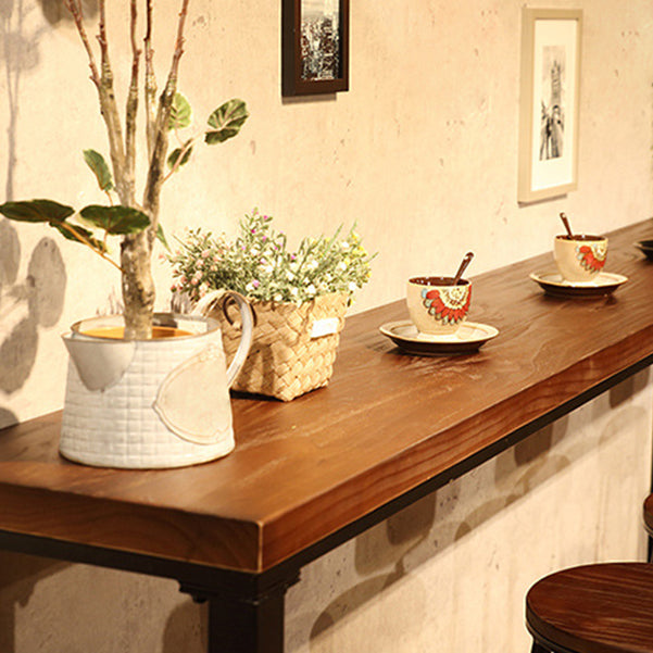 Natural Wood Top Bar Table Rectangle Industrial Footrest Indoor Bar Dining Table Clearhalo 'Bar Furniture' 'Bar Tables' 'bar_tables' 'furn' 'furn_bar_tables' 'Furniture' 'furniture_bar_tables' 'Kitchen & Dining Furniture' 4983804
