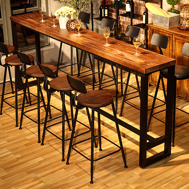 Natural Wood Top Bar Table Rectangle Industrial Footrest Indoor Bar Dining Table Clearhalo 'Bar Furniture' 'Bar Tables' 'bar_tables' 'furn' 'furn_bar_tables' 'Furniture' 'furniture_bar_tables' 'Kitchen & Dining Furniture' 4983805