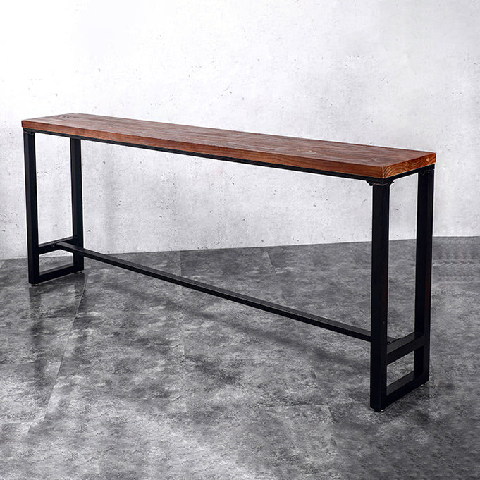 Natural Wood Top Bar Table Rectangle Industrial Footrest Indoor Bar Dining Table Clearhalo 'Bar Furniture' 'Bar Tables' 'bar_tables' 'furn' 'furn_bar_tables' 'Furniture' 'furniture_bar_tables' 'Kitchen & Dining Furniture' 4983807