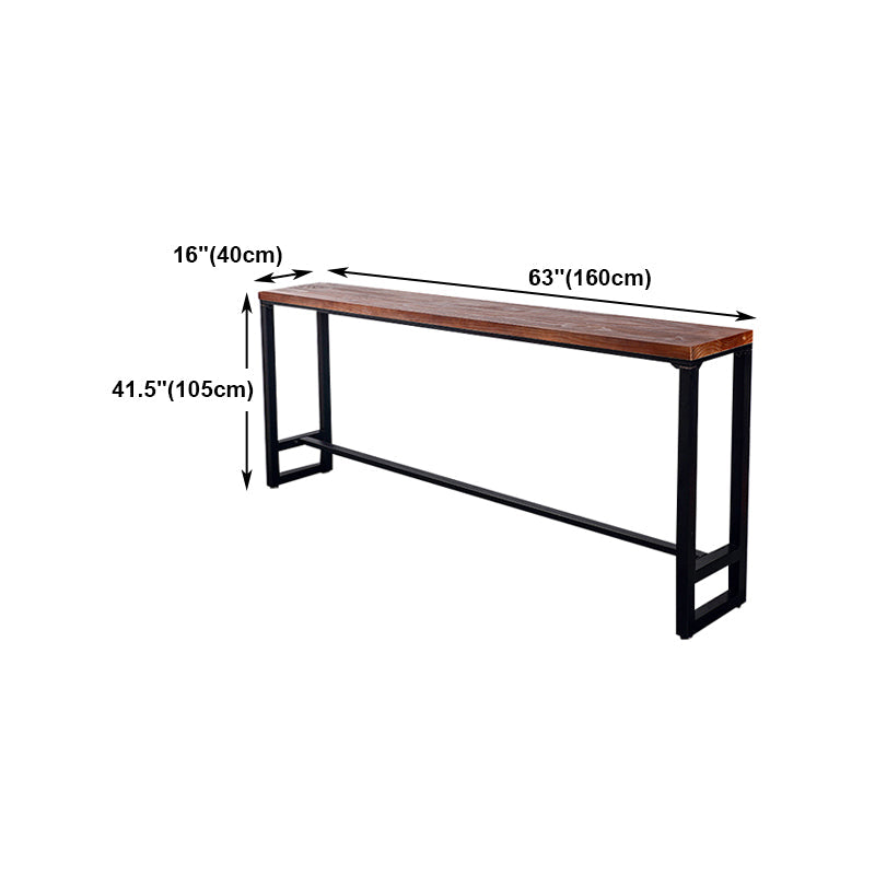 Natural Wood Top Bar Table Rectangle Industrial Footrest Indoor Bar Dining Table Clearhalo 'Bar Furniture' 'Bar Tables' 'bar_tables' 'furn' 'furn_bar_tables' 'Furniture' 'furniture_bar_tables' 'Kitchen & Dining Furniture' 4983810