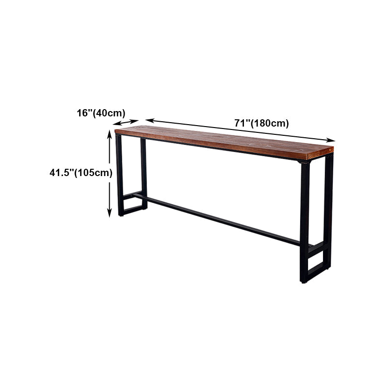 Natural Wood Top Bar Table Rectangle Industrial Footrest Indoor Bar Dining Table Clearhalo 'Bar Furniture' 'Bar Tables' 'bar_tables' 'furn' 'furn_bar_tables' 'Furniture' 'furniture_bar_tables' 'Kitchen & Dining Furniture' 4983811