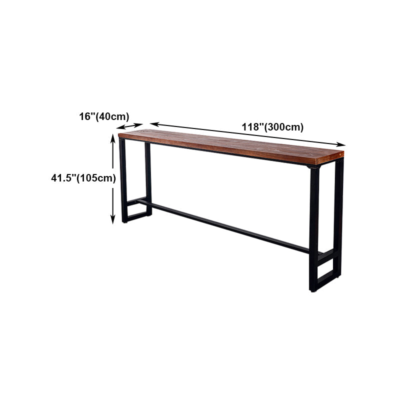 Natural Wood Top Bar Table Rectangle Industrial Footrest Indoor Bar Dining Table Clearhalo 'Bar Furniture' 'Bar Tables' 'bar_tables' 'furn' 'furn_bar_tables' 'Furniture' 'furniture_bar_tables' 'Kitchen & Dining Furniture' 4983817