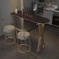 Traditional Luxury Bar Table Stone Top Bar Dining Table with Sled Base 55.1"L x 15.7"W x 41.3"H Black Without Chairs Clearhalo 'Bar Furniture' 'Bar Tables' 'bar_tables' 'furn' 'furn_bar_tables' 'Furniture' 'furniture_bar_tables' 'Kitchen & Dining Furniture' 4983819