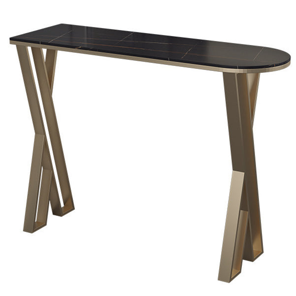Traditional Luxury Bar Table Stone Top Bar Dining Table with Sled Base Black Without Chairs Clearhalo 'Bar Furniture' 'Bar Tables' 'bar_tables' 'furn' 'furn_bar_tables' 'Furniture' 'furniture_bar_tables' 'Kitchen & Dining Furniture' 4983822
