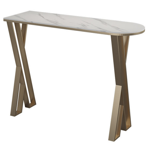 Traditional Luxury Bar Table Stone Top Bar Dining Table with Sled Base White Without Chairs Clearhalo 'Bar Furniture' 'Bar Tables' 'bar_tables' 'furn' 'furn_bar_tables' 'Furniture' 'furniture_bar_tables' 'Kitchen & Dining Furniture' 4983824