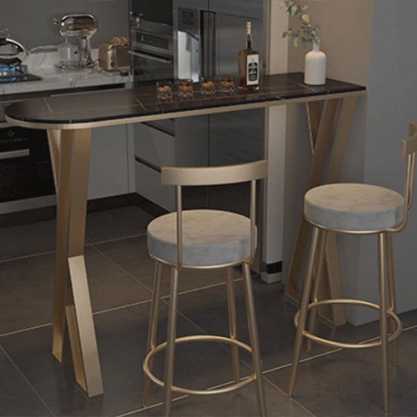 Traditional Luxury Bar Table Stone Top Bar Dining Table with Sled Base Clearhalo 'Bar Furniture' 'Bar Tables' 'bar_tables' 'furn' 'furn_bar_tables' 'Furniture' 'furniture_bar_tables' 'Kitchen & Dining Furniture' 4983826