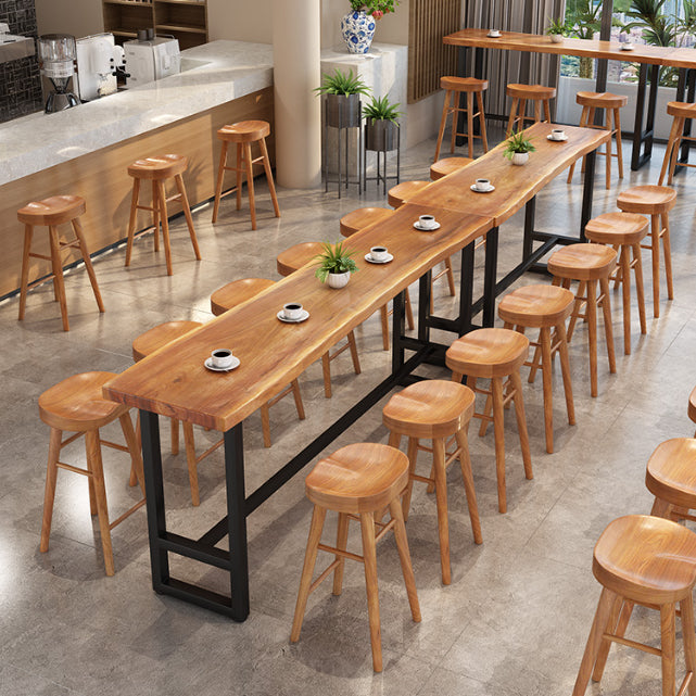 Rectangle Counter Table Footrest Wood Modern Cocktail Bar Table in Natural Clearhalo 'Bar Furniture' 'Bar Tables' 'bar_tables' 'furn' 'furn_bar_tables' 'Furniture' 'furniture_bar_tables' 'Kitchen & Dining Furniture' 4983839