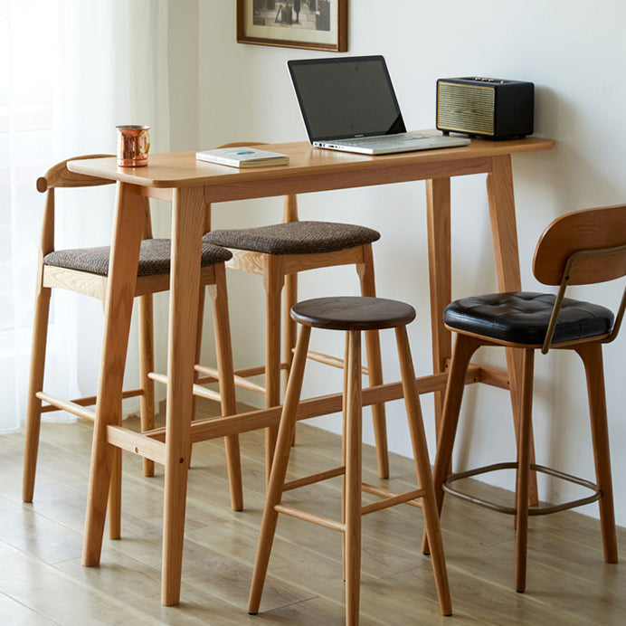 Modern Natural Counter Table Solid Wood Fixed Table Indoor Patio Bar Table 47.2"L x 15.7"W x 41.3"H Without Chairs Clearhalo 'Bar Furniture' 'Bar Tables' 'bar_tables' 'furn' 'furn_bar_tables' 'Furniture' 'furniture_bar_tables' 'Kitchen & Dining Furniture' 4983851