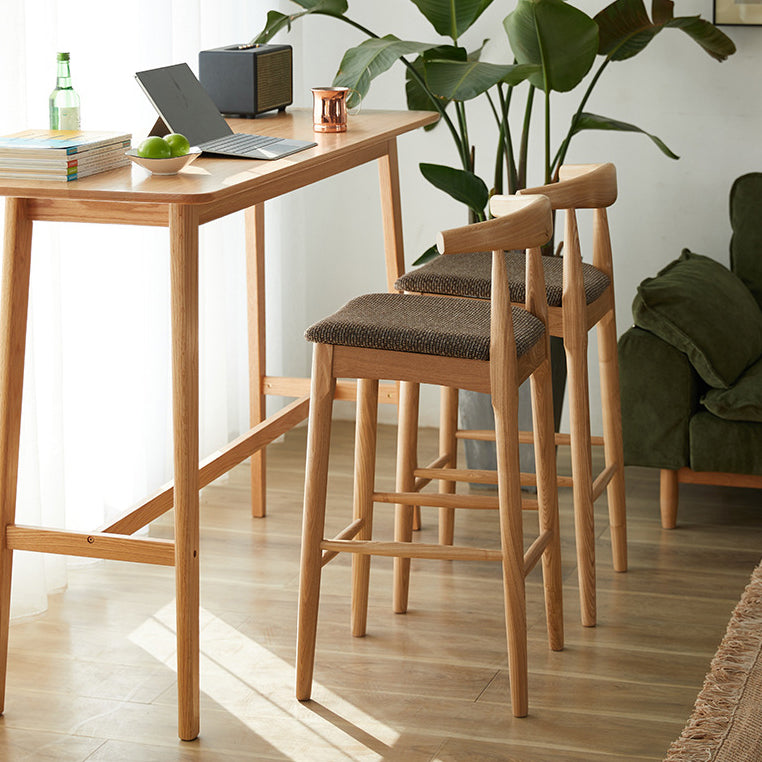 Modern Natural Counter Table Solid Wood Fixed Table Indoor Patio Bar Table 59.1"L x 21.7"W x 41.3"H Without Chairs Clearhalo 'Bar Furniture' 'Bar Tables' 'bar_tables' 'furn' 'furn_bar_tables' 'Furniture' 'furniture_bar_tables' 'Kitchen & Dining Furniture' 4983854