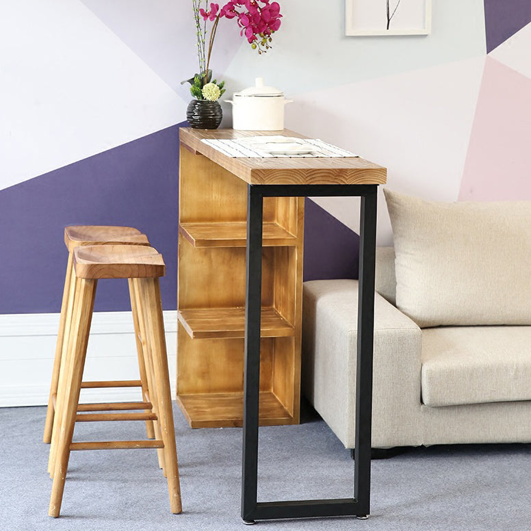 Rectangle Wood Top Counter Table 42-inch Height Industrial Bar Table 63"L x 15.7"W x 41.3"H Without Chairs Clearhalo 'Bar Furniture' 'Bar Tables' 'bar_tables' 'furn' 'furn_bar_tables' 'Furniture' 'furniture_bar_tables' 'Kitchen & Dining Furniture' 4983865