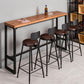 Living Room Modern Patio Bar Table Wood Rectangle Trestle Bistro Bar Desk 70.9"L x 15.7"W x 41.3"H Without Chairs Clearhalo 'Bar Furniture' 'Bar Tables' 'bar_tables' 'furn' 'furn_bar_tables' 'Furniture' 'furniture_bar_tables' 'Kitchen & Dining Furniture' 4983881