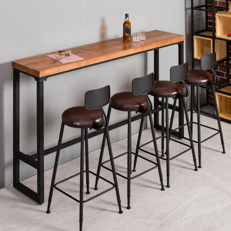 Living Room Modern Patio Bar Table Wood Rectangle Trestle Bistro Bar Desk 70.9"L x 15.7"W x 41.3"H Without Chairs Clearhalo 'Bar Furniture' 'Bar Tables' 'bar_tables' 'furn' 'furn_bar_tables' 'Furniture' 'furniture_bar_tables' 'Kitchen & Dining Furniture' 4983881