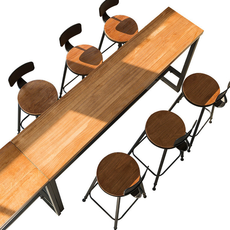 Living Room Modern Patio Bar Table Wood Rectangle Trestle Bistro Bar Desk Clearhalo 'Bar Furniture' 'Bar Tables' 'bar_tables' 'furn' 'furn_bar_tables' 'Furniture' 'furniture_bar_tables' 'Kitchen & Dining Furniture' 4983889