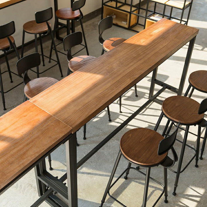 Living Room Modern Patio Bar Table Wood Rectangle Trestle Bistro Bar Desk Clearhalo 'Bar Furniture' 'Bar Tables' 'bar_tables' 'furn' 'furn_bar_tables' 'Furniture' 'furniture_bar_tables' 'Kitchen & Dining Furniture' 4983891