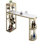 Contemporary Bar Wine Table Indoor Stone Counter Height Table with Storage 39.4"L x 15.7"W x 41.3"H Gold Without Chairs Clearhalo 'Bar Furniture' 'Bar Tables' 'bar_tables' 'furn' 'furn_bar_tables' 'Furniture' 'furniture_bar_tables' 'Kitchen & Dining Furniture' 4983906