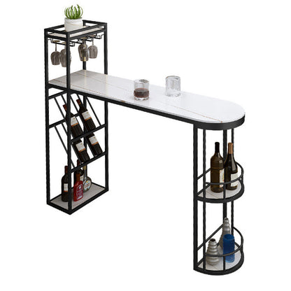Contemporary Bar Wine Table Indoor Stone Counter Height Table with Storage Black Without Chairs Clearhalo 'Bar Furniture' 'Bar Tables' 'bar_tables' 'furn' 'furn_bar_tables' 'Furniture' 'furniture_bar_tables' 'Kitchen & Dining Furniture' 4983911