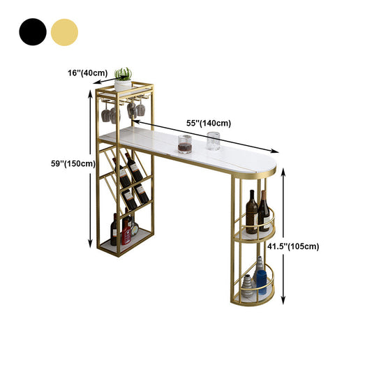 Contemporary Bar Wine Table Indoor Stone Counter Height Table with Storage Clearhalo 'Bar Furniture' 'Bar Tables' 'bar_tables' 'furn' 'furn_bar_tables' 'Furniture' 'furniture_bar_tables' 'Kitchen & Dining Furniture' 4983915