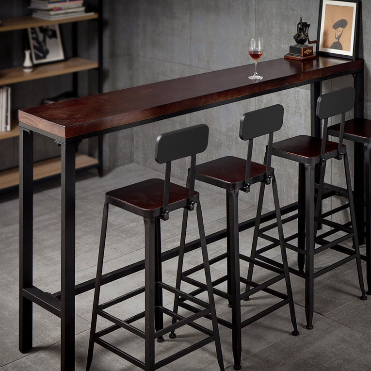 Indoor Brown Wood Bistro Table Modern Rectangle Footrest Cocktail Bar Table Clearhalo 'Bar Furniture' 'Bar Tables' 'bar_tables' 'furn' 'furn_bar_tables' 'Furniture' 'furniture_bar_tables' 'Kitchen & Dining Furniture' 4983929