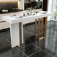 Rectangle Bar Table Contemporary Bar Dining Table with 4 Gold Legs 63"L x 17.7"W x 39.4"H Without Chairs Clearhalo 'Bar Furniture' 'Bar Tables' 'bar_tables' 'furn' 'furn_bar_tables' 'Furniture' 'furniture_bar_tables' 'Kitchen & Dining Furniture' 4983970