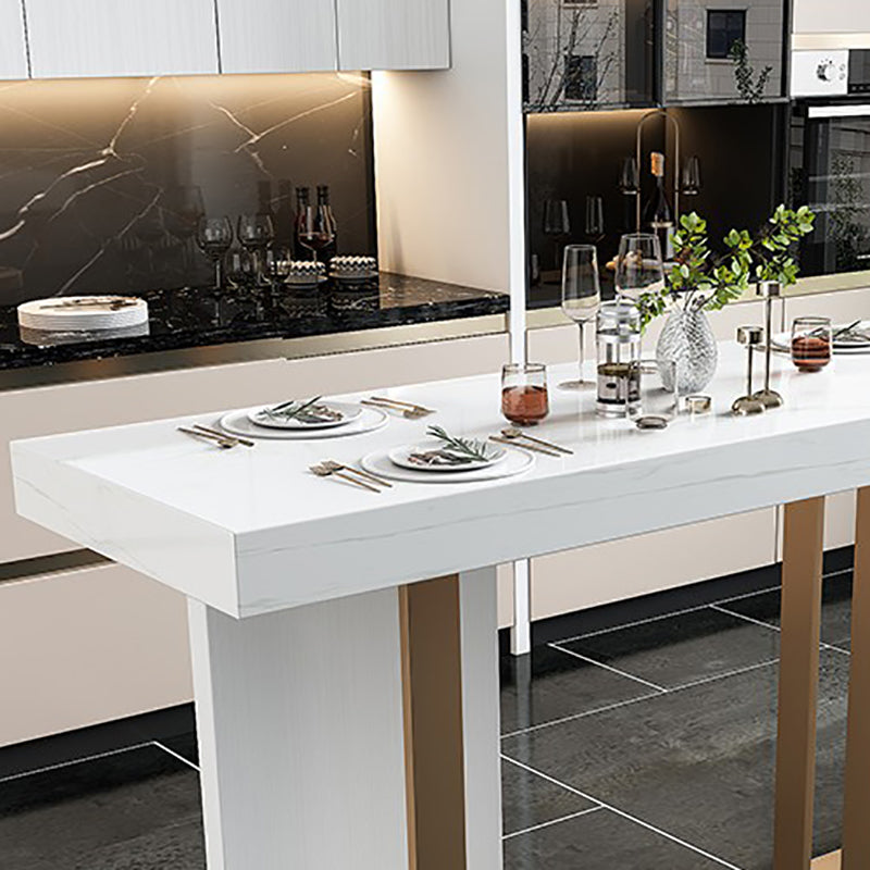 Rectangle Bar Table Contemporary Bar Dining Table with 4 Gold Legs Clearhalo 'Bar Furniture' 'Bar Tables' 'bar_tables' 'furn' 'furn_bar_tables' 'Furniture' 'furniture_bar_tables' 'Kitchen & Dining Furniture' 4983976