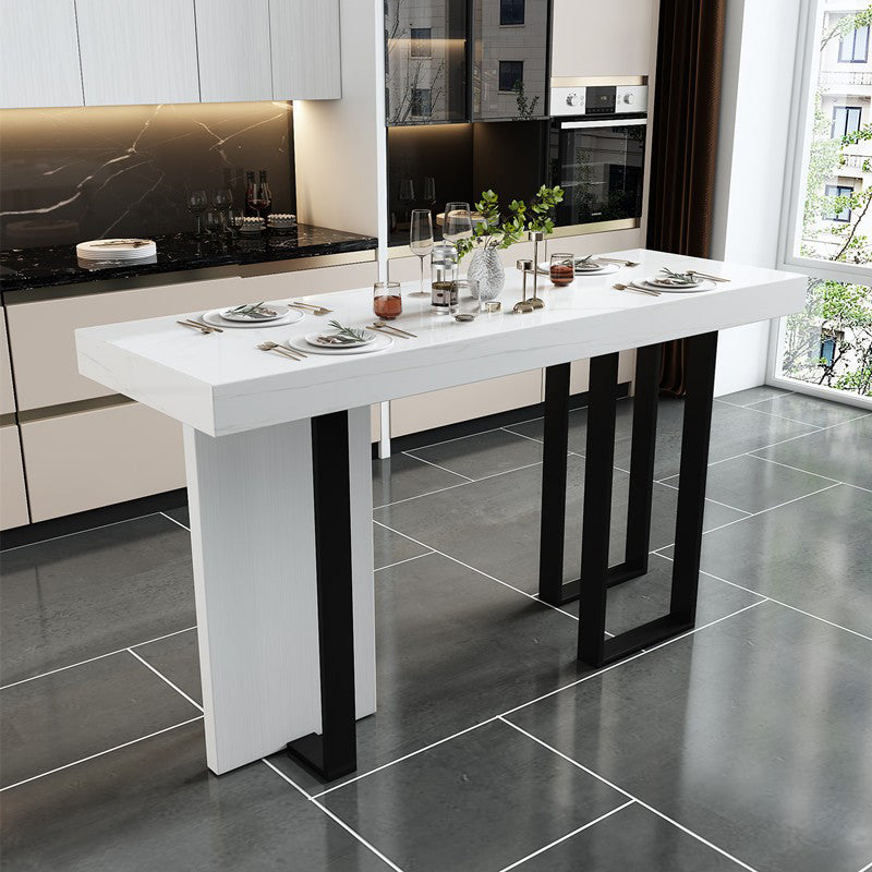 Rectangle Bar Table Contemporary Bar Dining Table with 4 Gold Legs Clearhalo 'Bar Furniture' 'Bar Tables' 'bar_tables' 'furn' 'furn_bar_tables' 'Furniture' 'furniture_bar_tables' 'Kitchen & Dining Furniture' 4983978