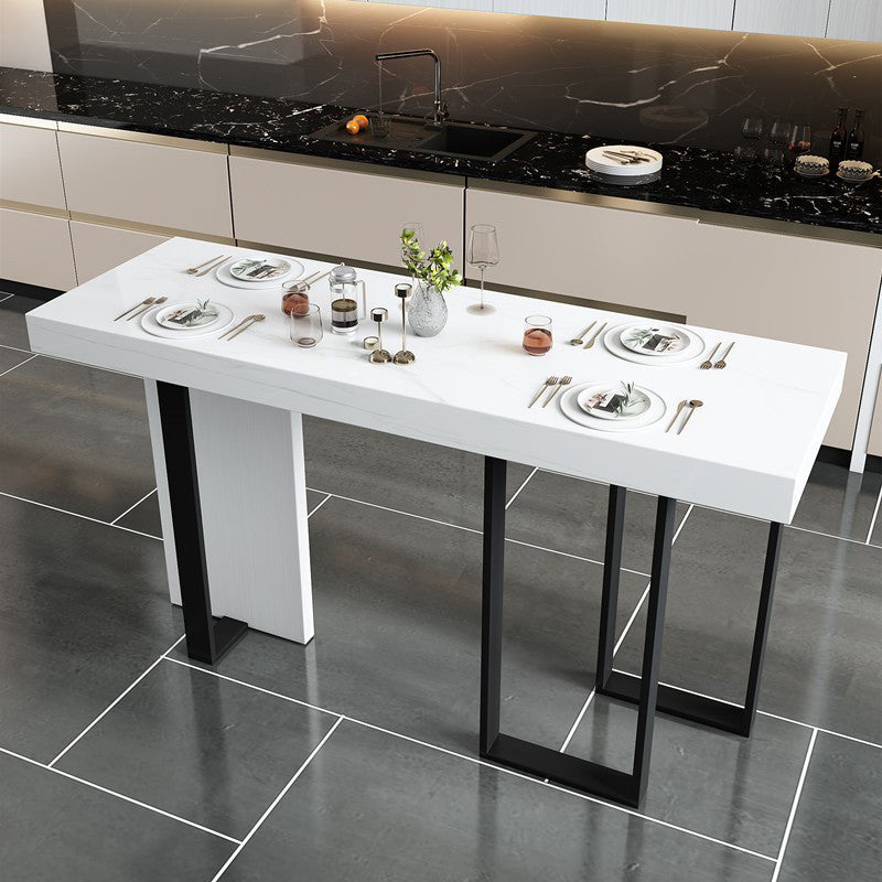 Rectangle Bar Table Contemporary Bar Dining Table with 4 Gold Legs Clearhalo 'Bar Furniture' 'Bar Tables' 'bar_tables' 'furn' 'furn_bar_tables' 'Furniture' 'furniture_bar_tables' 'Kitchen & Dining Furniture' 4983979